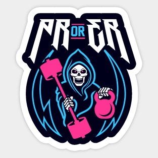 PR or ER (Gym Reaper Kettlebell & Barbell) Funny Gym Ego Lifting Sticker